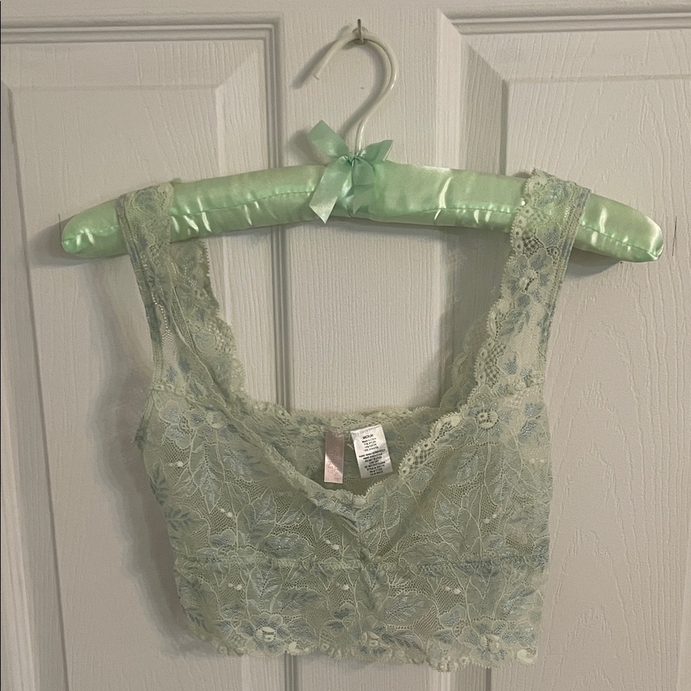 🧚‍♀️ Victoria's Secret Mint Floral Lace Bralette M - Picture 3 of 7